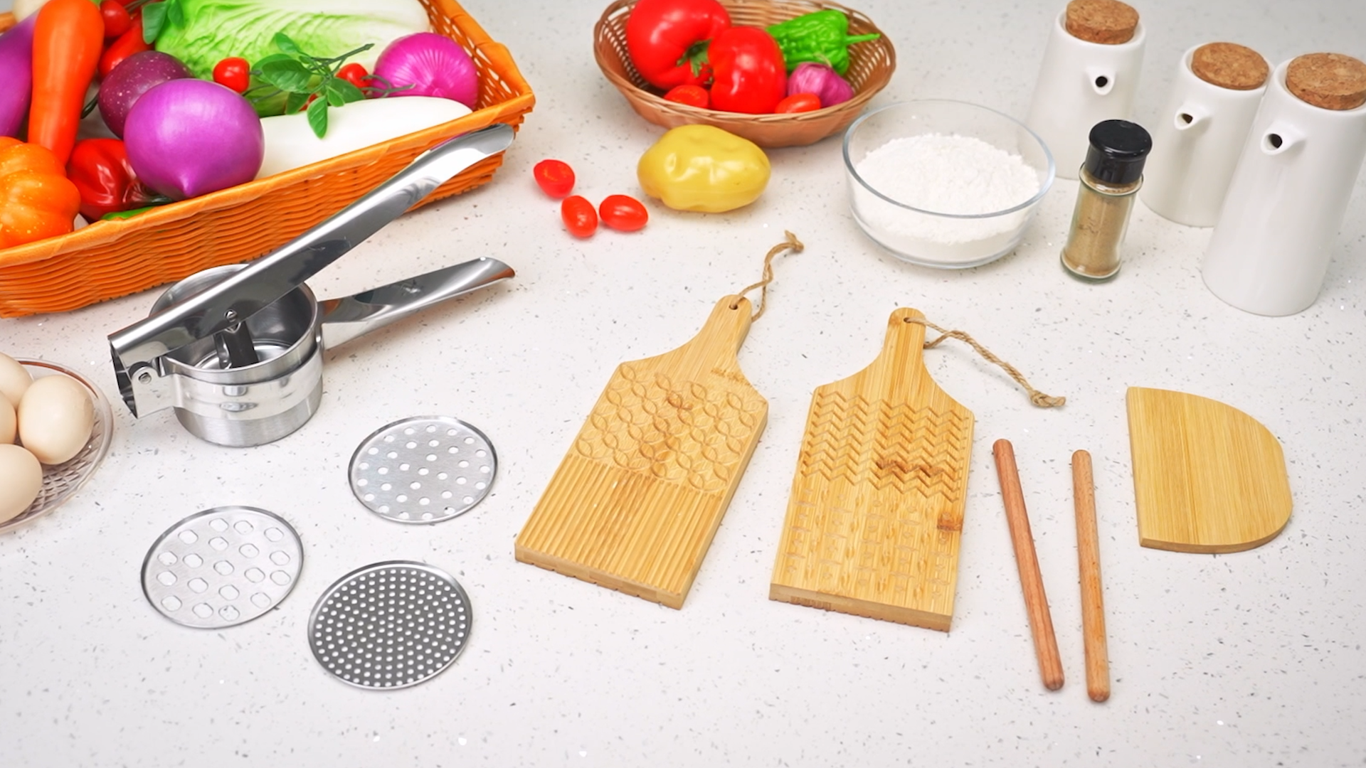 Ricer Set Gnocchi Board Kit 6-Piece Pasta Making Kit With Gnocchi Boards & Potato ...