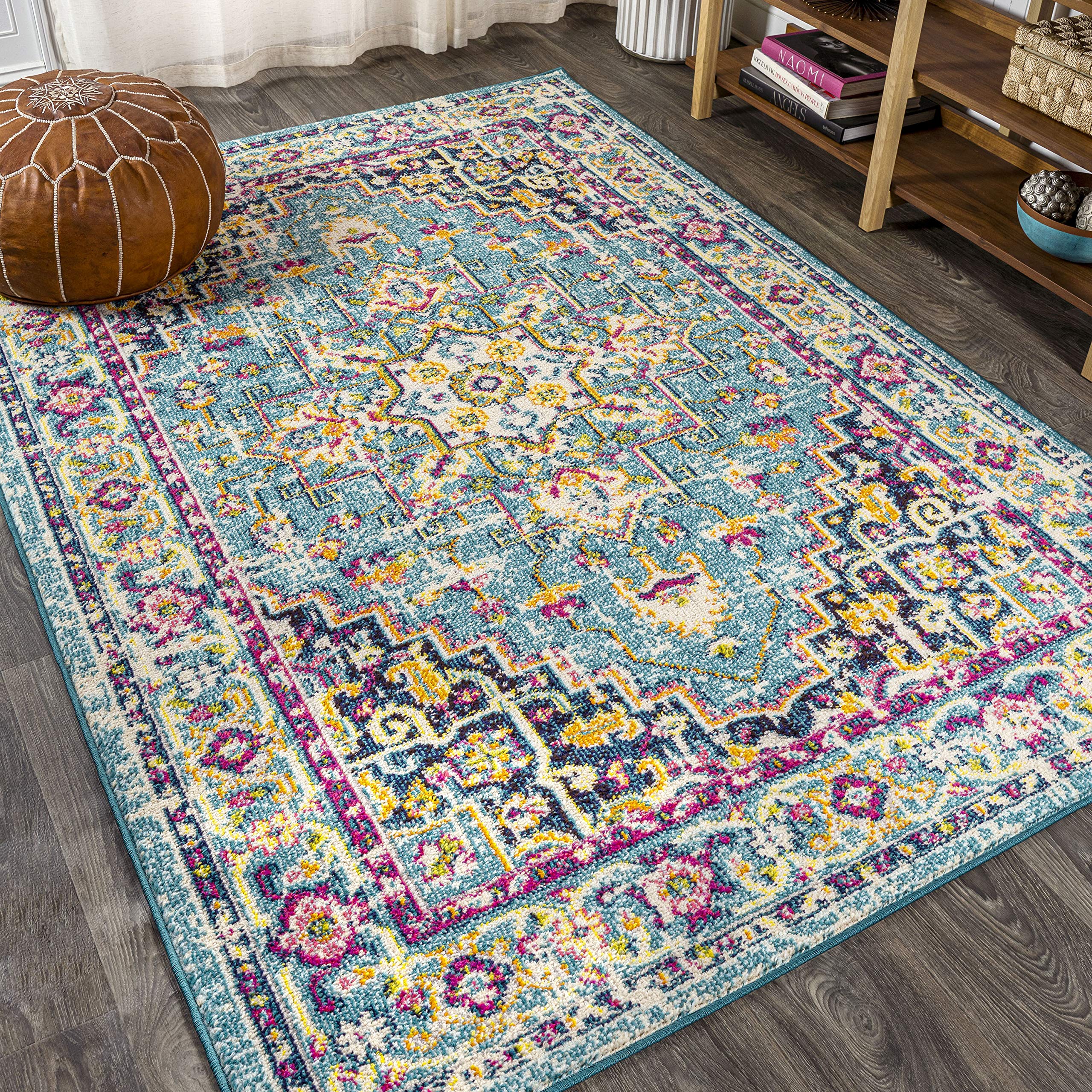 JONATHAN YMDP207E-3 Brooklyn Geometric Medallion Bohemian Indoor Area-Rug Country Easy-Cleaning Bedroom Kitchen Living Room Non Shedding, 3 X 5, Blue