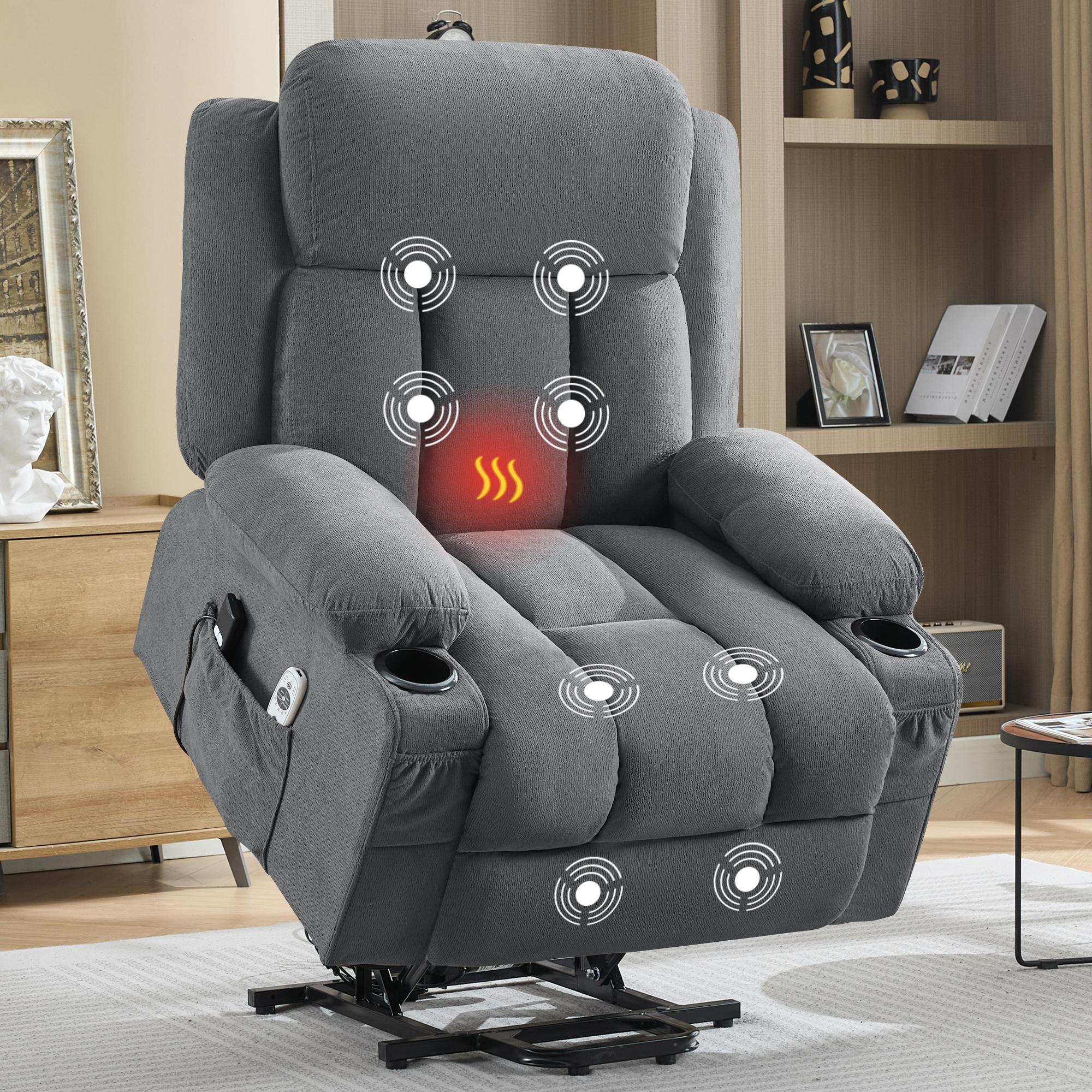 Sillón reclinable eléctrico con masaje Marrón miniatura 7