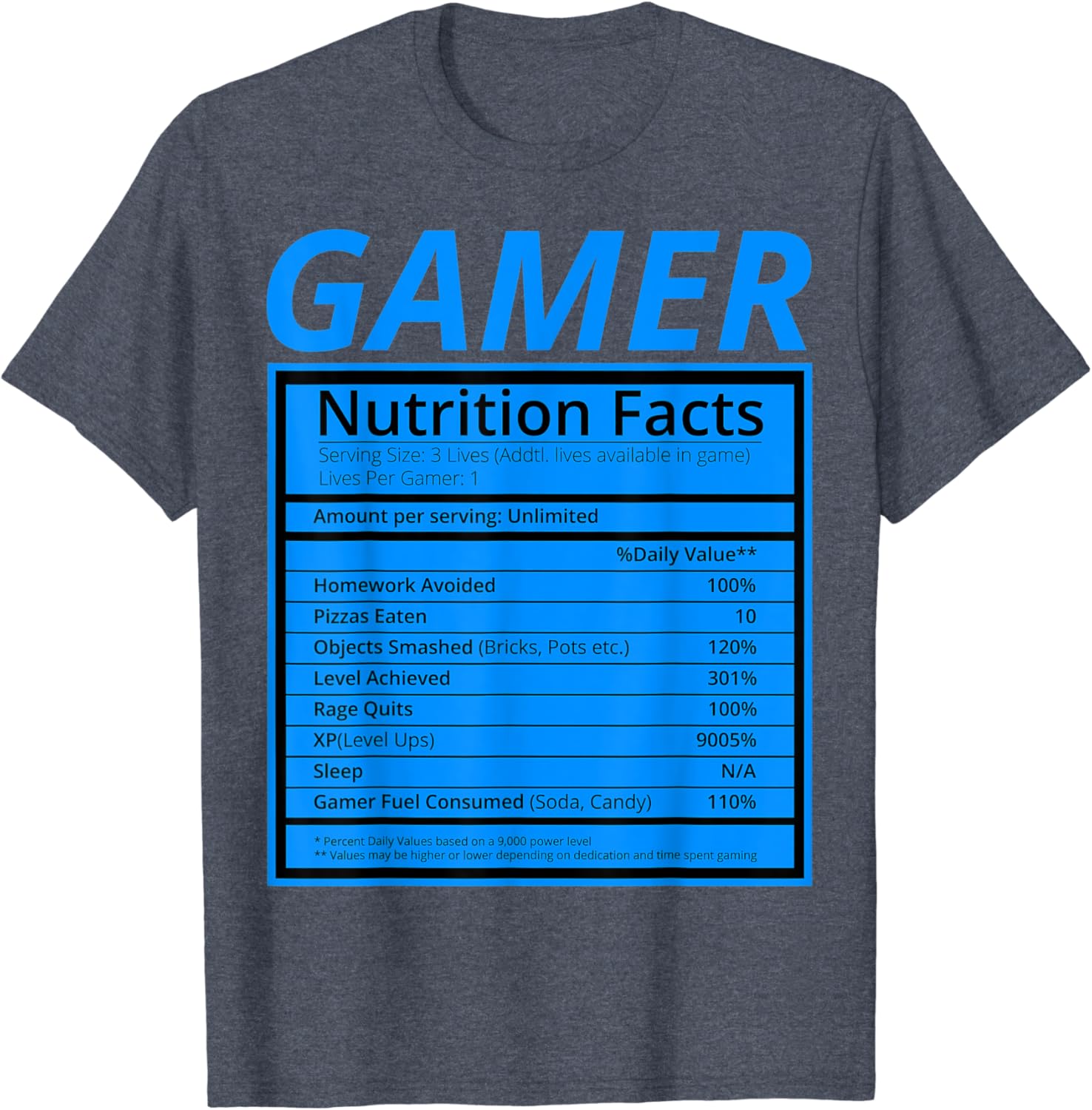 Gamer nutrition facts shirt Outlet