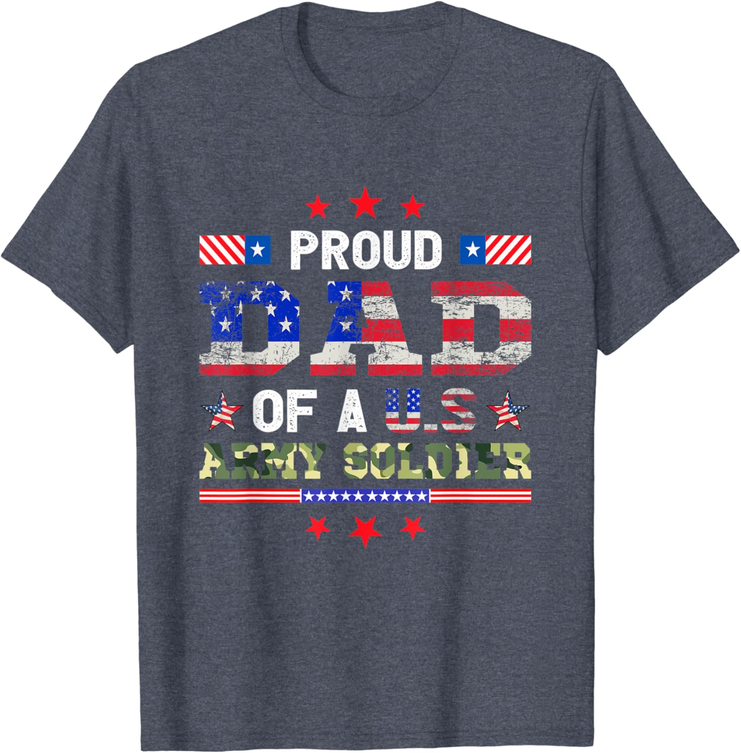 Proud Dad US Army Soldier American Flag Father Retro Vintage T-Shirt