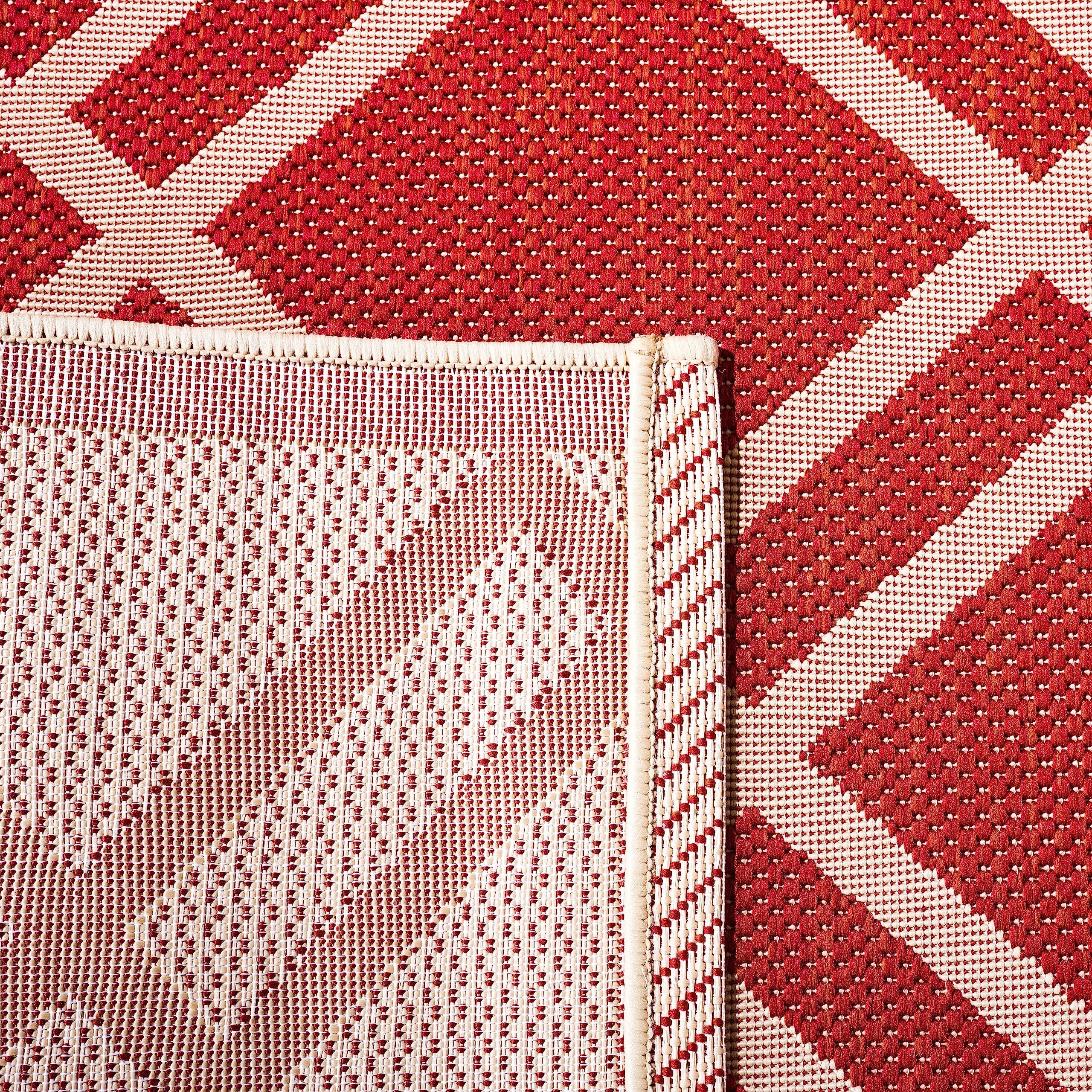 SAFAVIEH Tapis Géométrique pour - Imperméable à l'eau - Salon, Salle à manger, Chambre à coucher - Courtyard Collection, Tapis à poil court, Rouge et Os, 122 X 170 cm