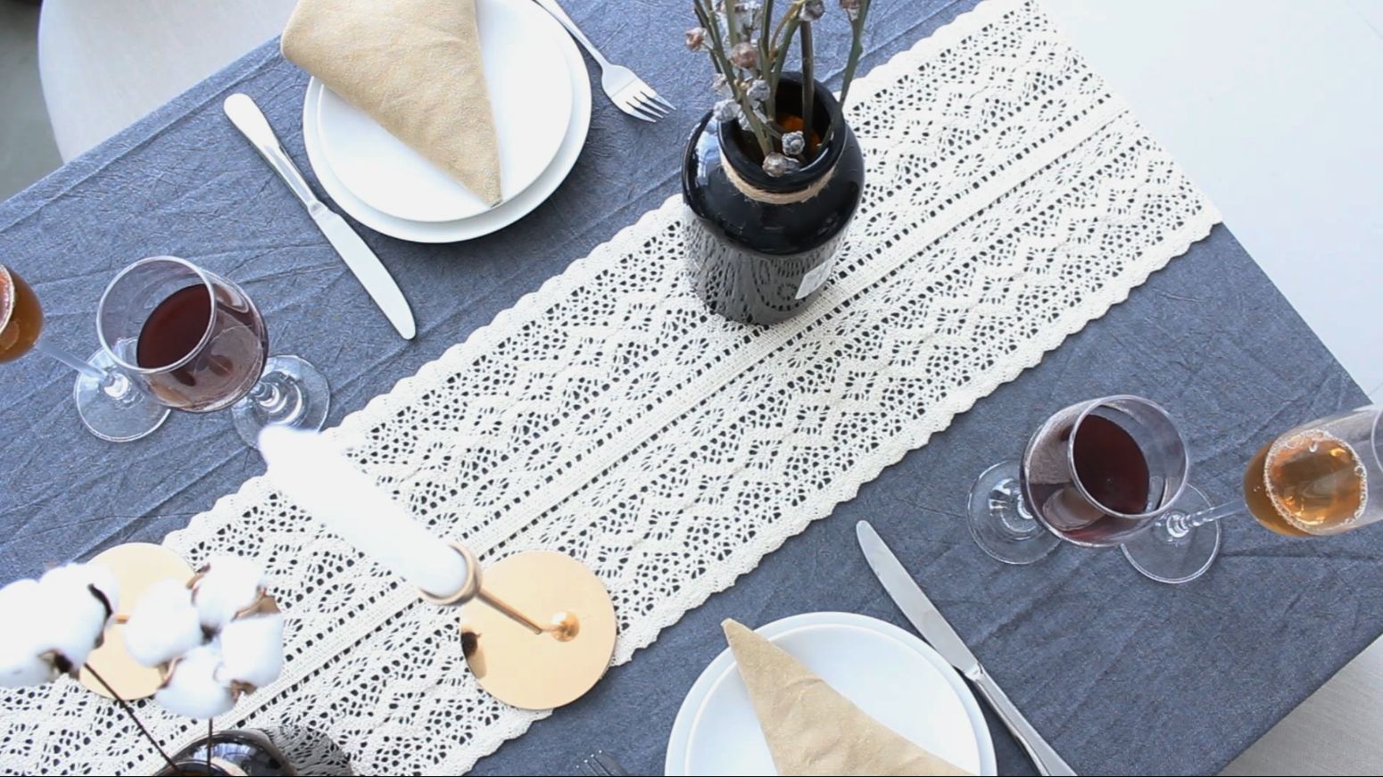 DÉCOCO Runner da tavola in acraè, intrecciato a ano, stile boho