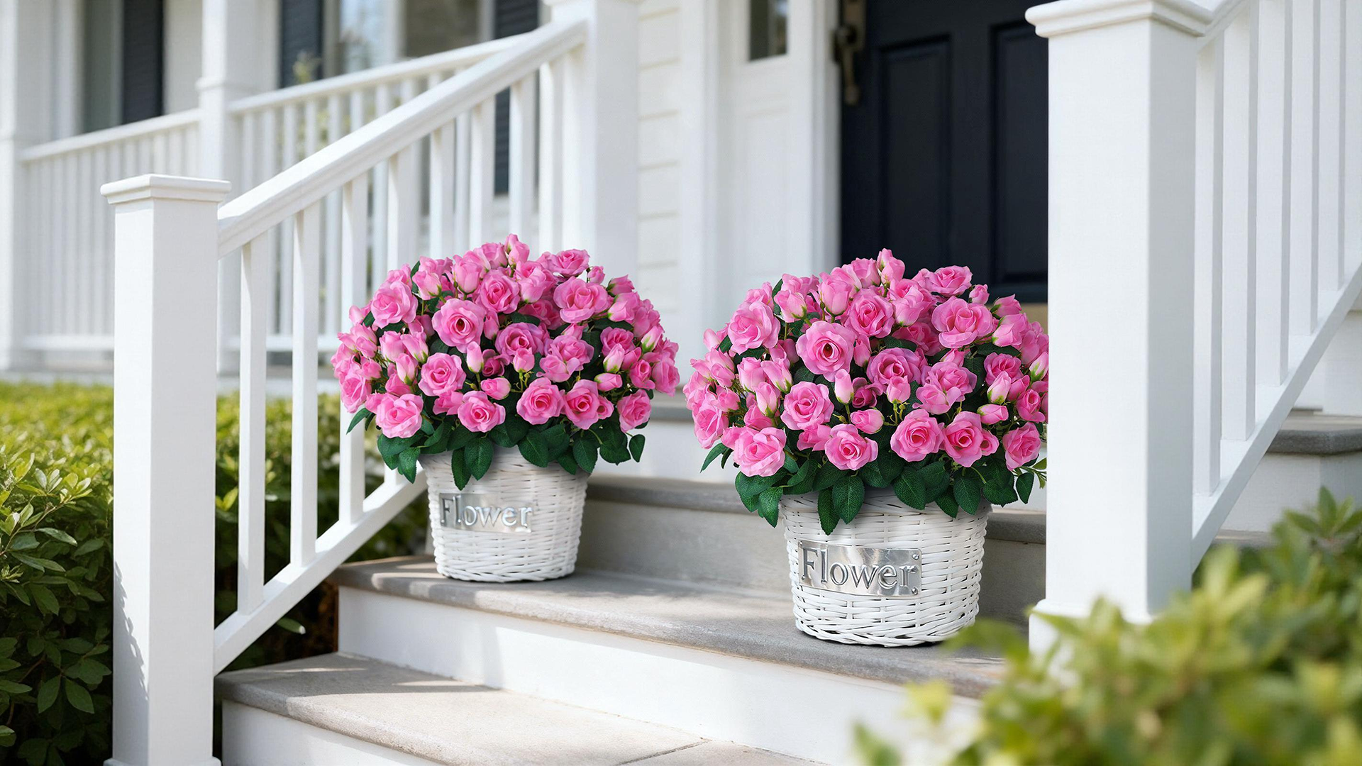 Amazon.com: Juxdp 2 Set of Artificial Rose Topiary Trees - Faux