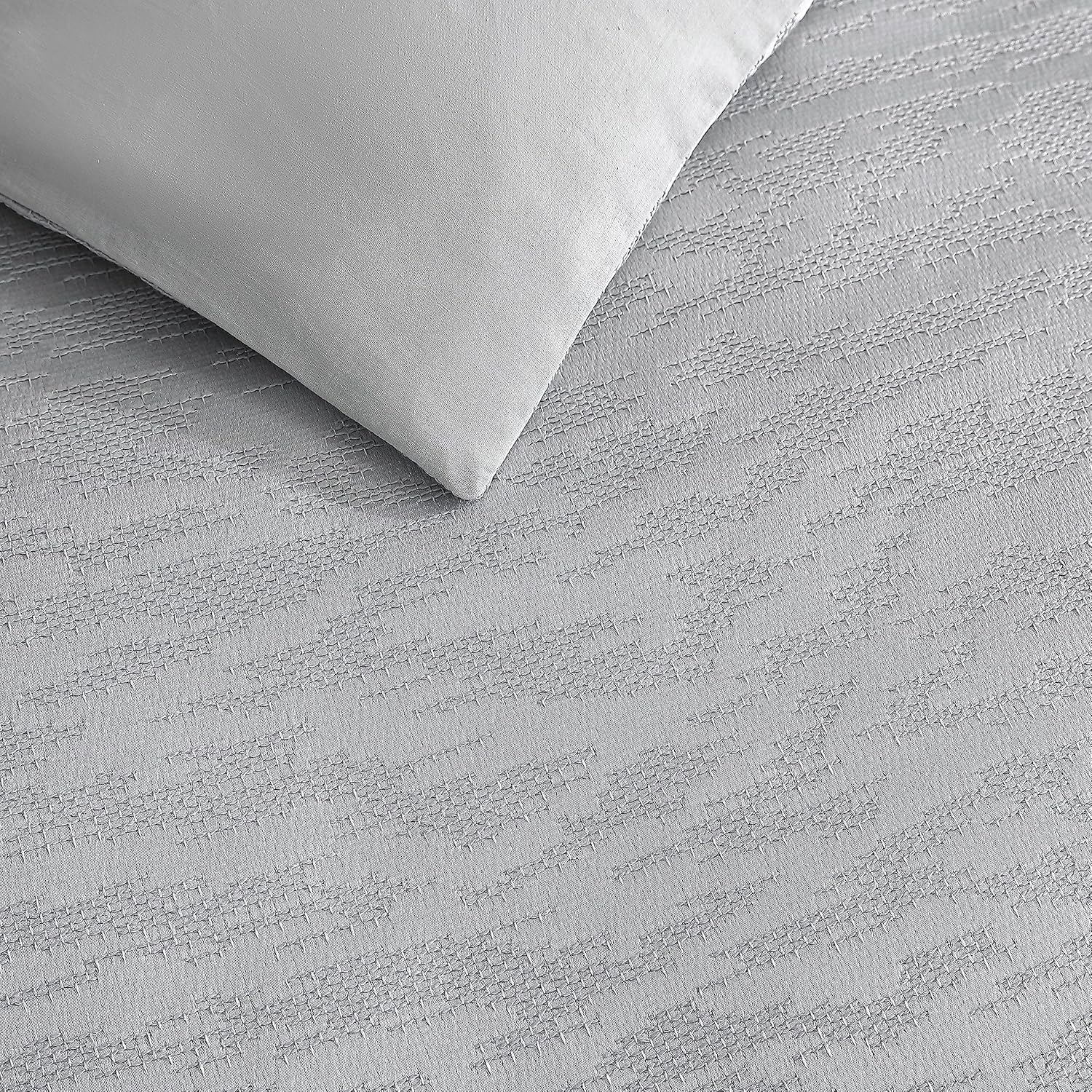 Gray Reversible Microfiber Queen Bedspread Set
