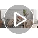 Keyluv Upholstered Platform Bed Frame with Button Tufted Headboard, Faux Leather, Wooden Slats Support, No Box Spring Needed, Easy Assembly, King Size, White