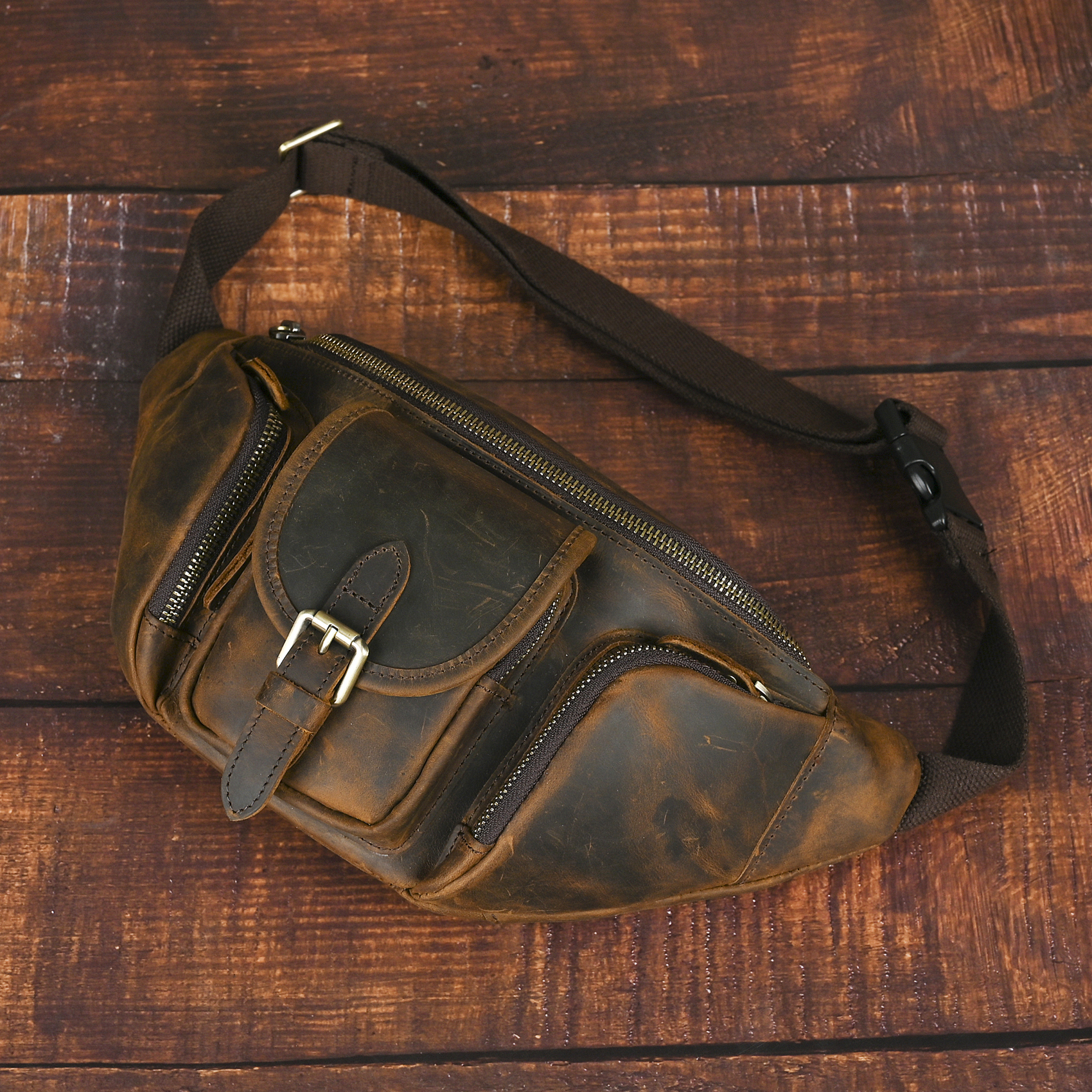 バッグ leather waist pouch brown Amazon.com: Hiking Waist Pack Leather Drop Leg Bag for Men Women