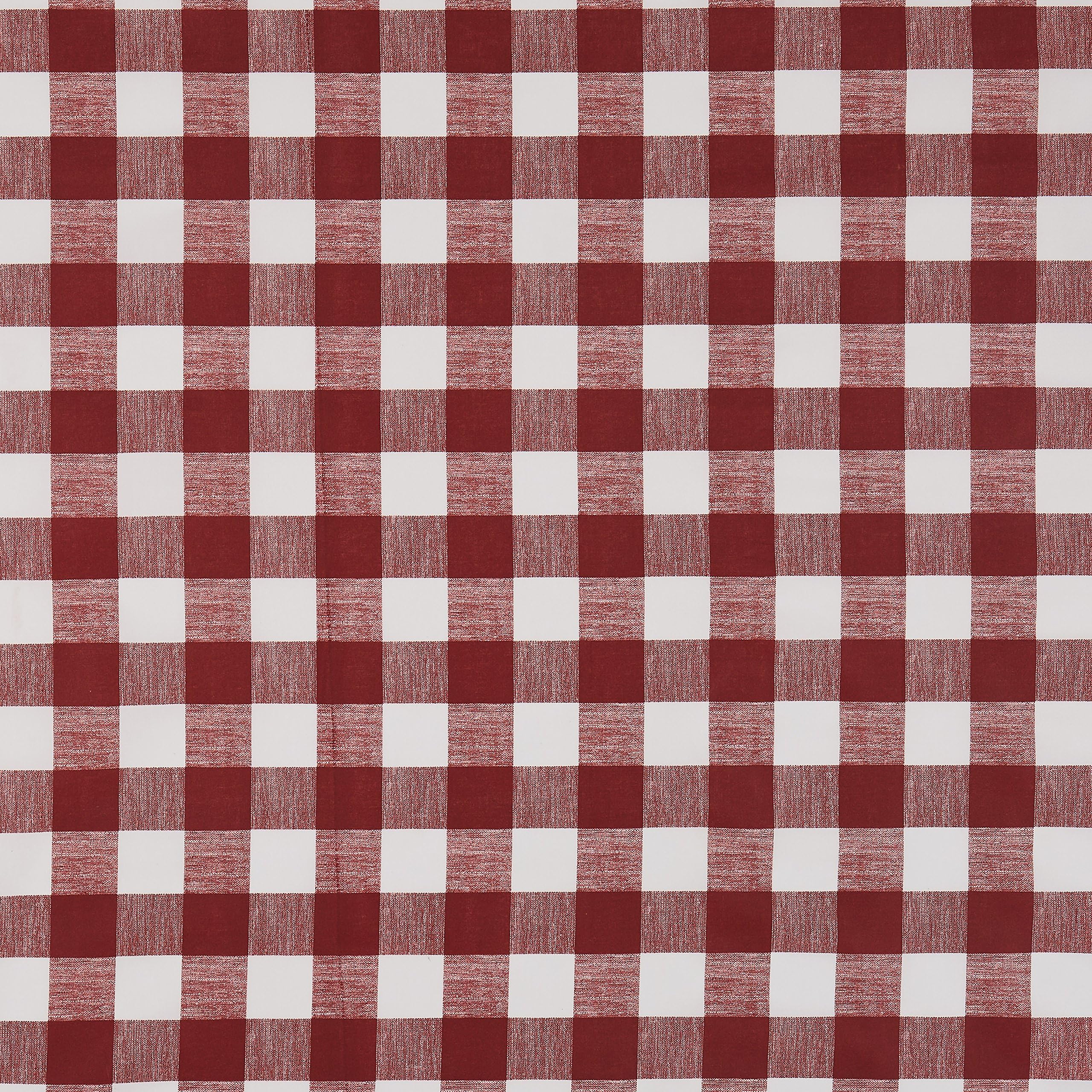 Vinylla Gingham Check Red Vinyl Coated Cotton Easy Wipe Clean Oilcloth Tablecloth, Round(Diameter. 140cm)