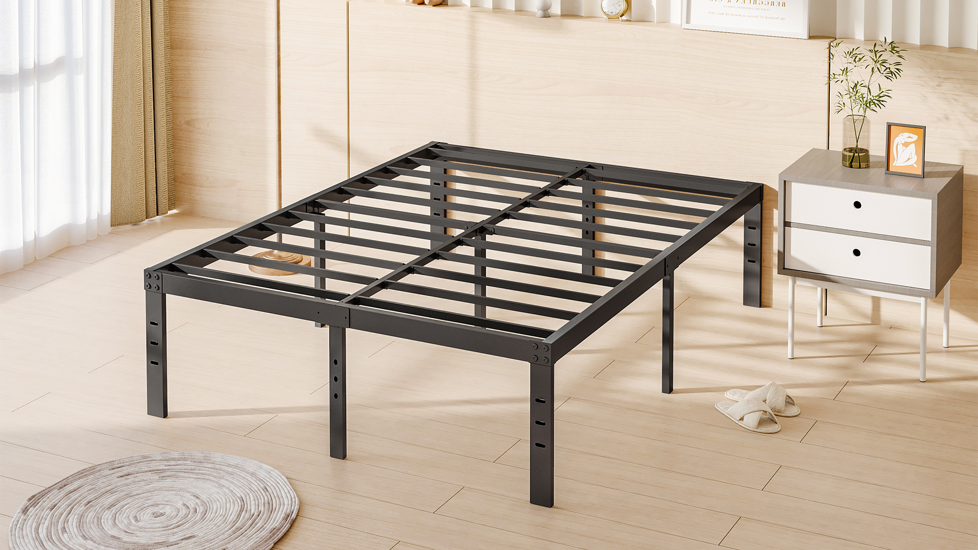Amazon.com: COMASACH 18-Inch King-Bed-Frame, Heavy Duty Tall Black