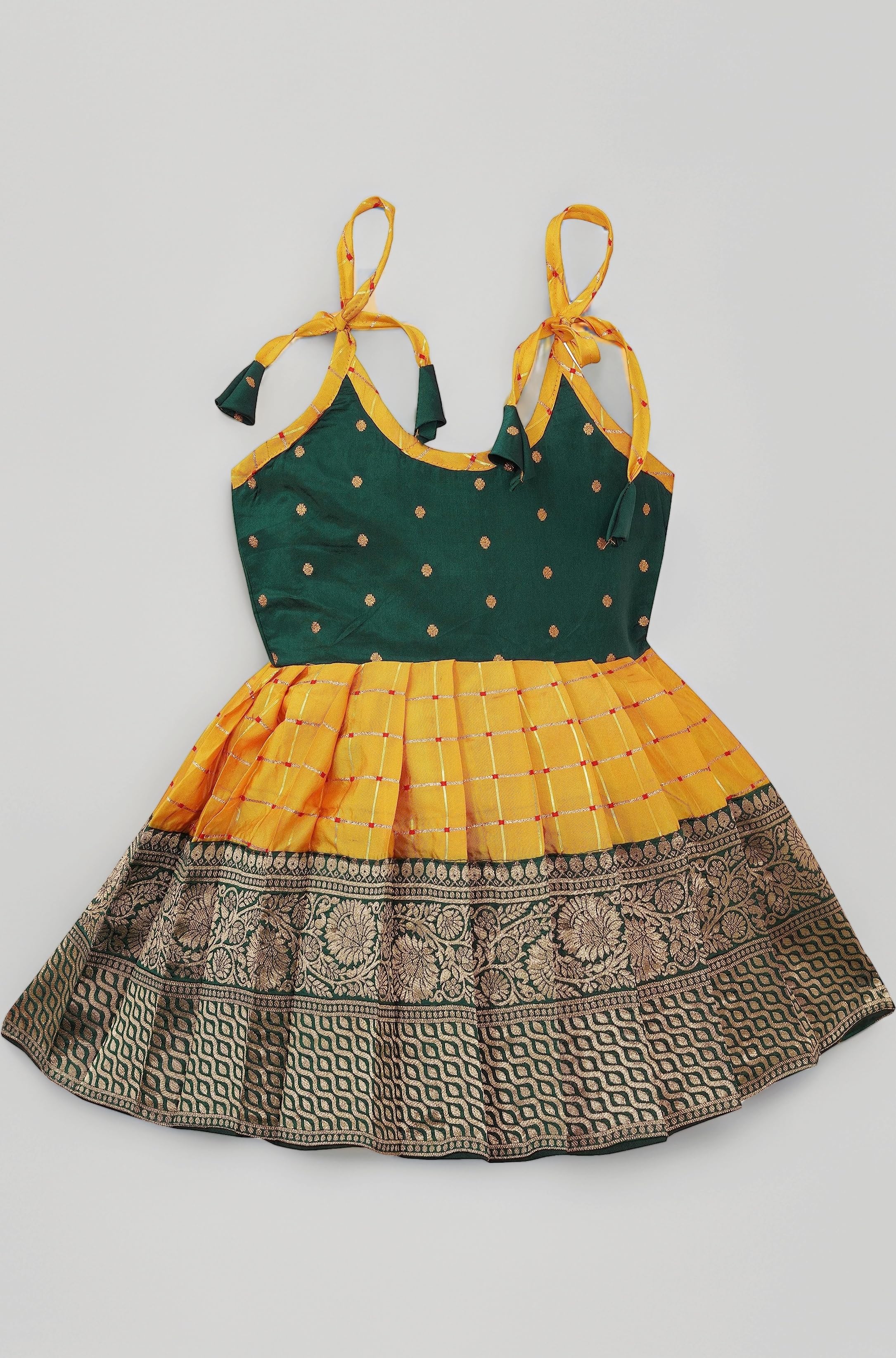 New South Indian Traditional pattu Pavadai Tapeta Silk Frock for Baby Girls