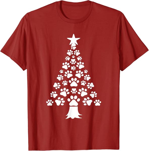 Christmas Dog Paws Tree Funny Xmas Pet Dog Holiday Puppy T-Shirt