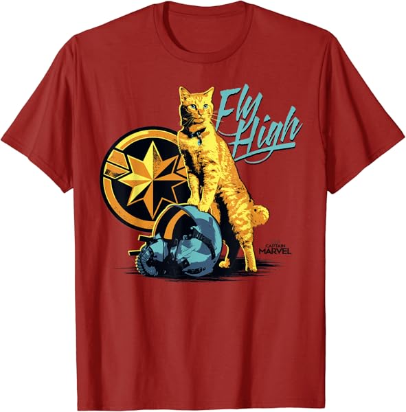 Captain Marvel Symbol Goose Fly High Graphic T-Shirt T-Shirt
