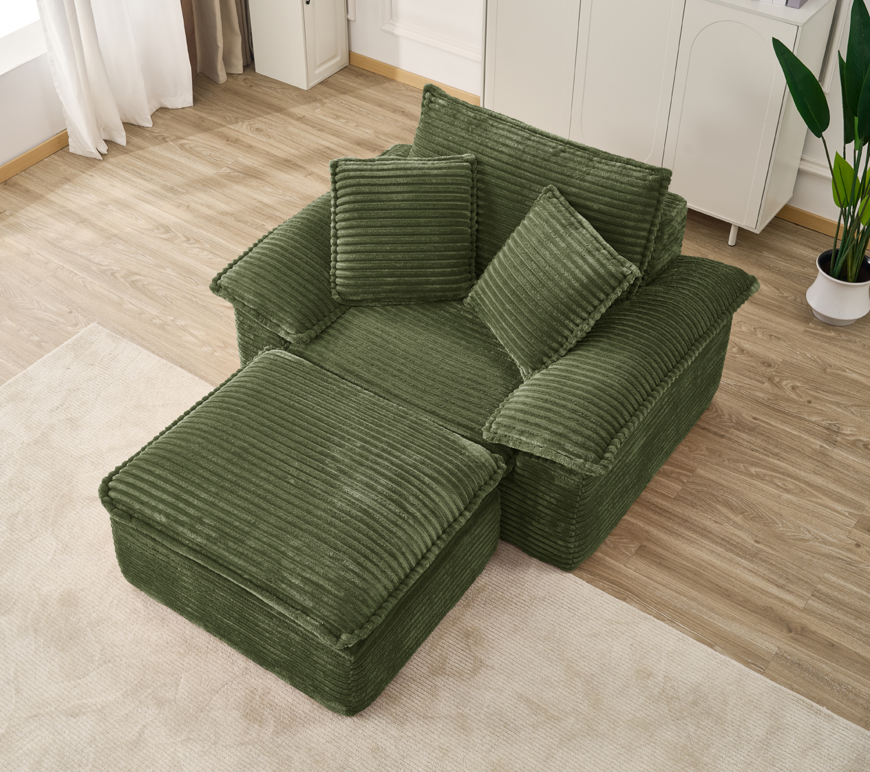 Sillón Plegable Tela Corduroy Beige miniatura 7