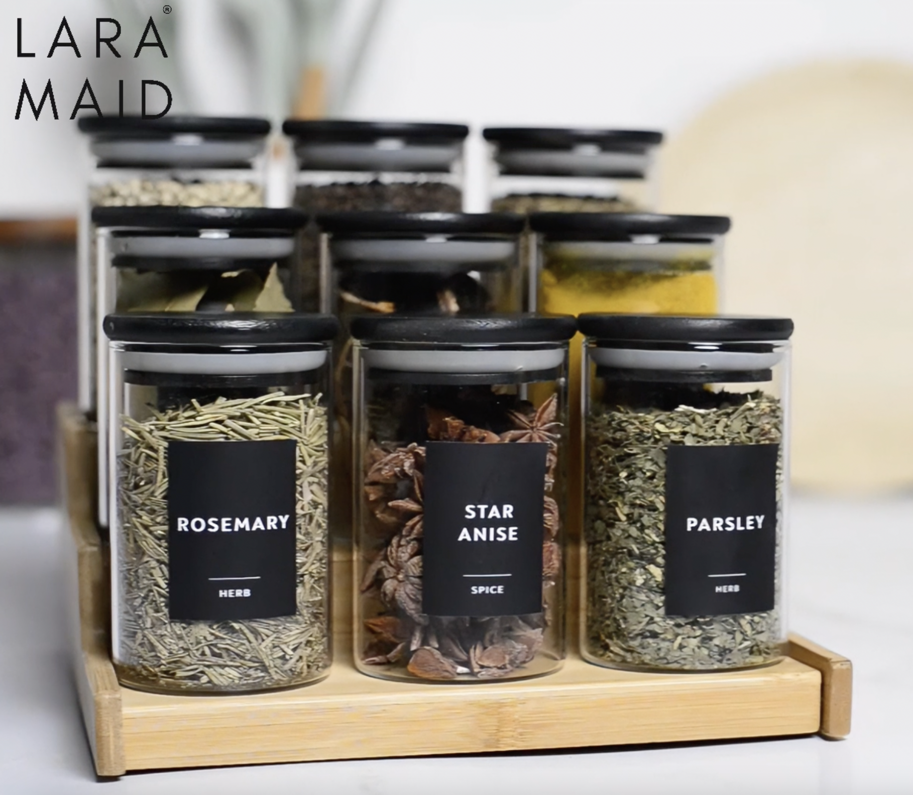 Amazon.com: Laramaid 9oz 12Pack Spice Jars with Black Vinyl Spice