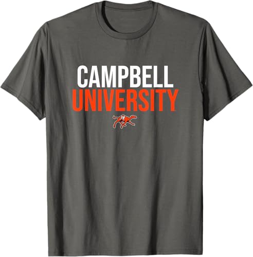 Campbell University Fighting Camels Stacked Camiseta, Gris Asfalto,Jaspeado Oscuro