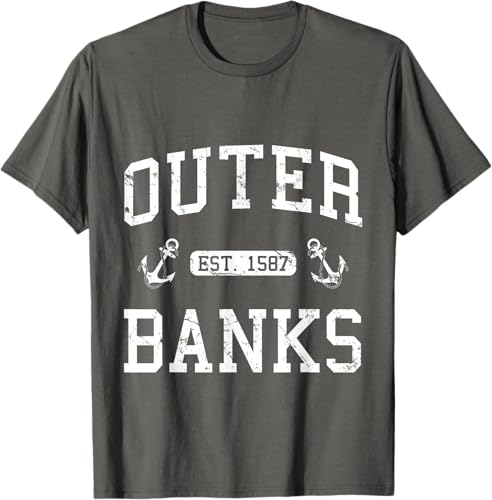 Miniatura 7 de Outer Banks NC North Carolina T-Shirt Black,Navy Blue,Asphalt Grey,Dark Heather Grey,Royal Blue