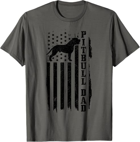 Pitbull Dad - Camiseta para hombre diseño de bandera americana diseño patriótico Pitbull gris S