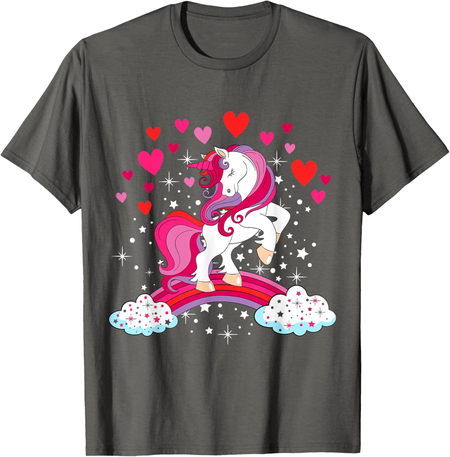 Unicorn Valentines Day Love Heart Rainbow Unisex T-Shirt - Picture 5 of 14