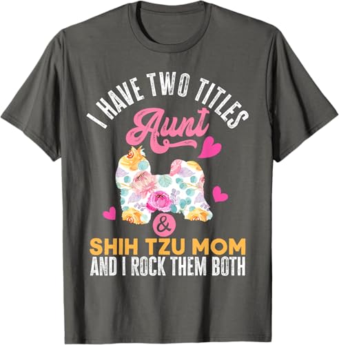 Miniatura 27 de I Have Two Titles Aunt and Shih Tzu Mom | Funny Dog Men Women T-Shirt Black,Navy Blue,Asphalt Grey,Cranberry Red,Red,Kelly Green,Dark Heather