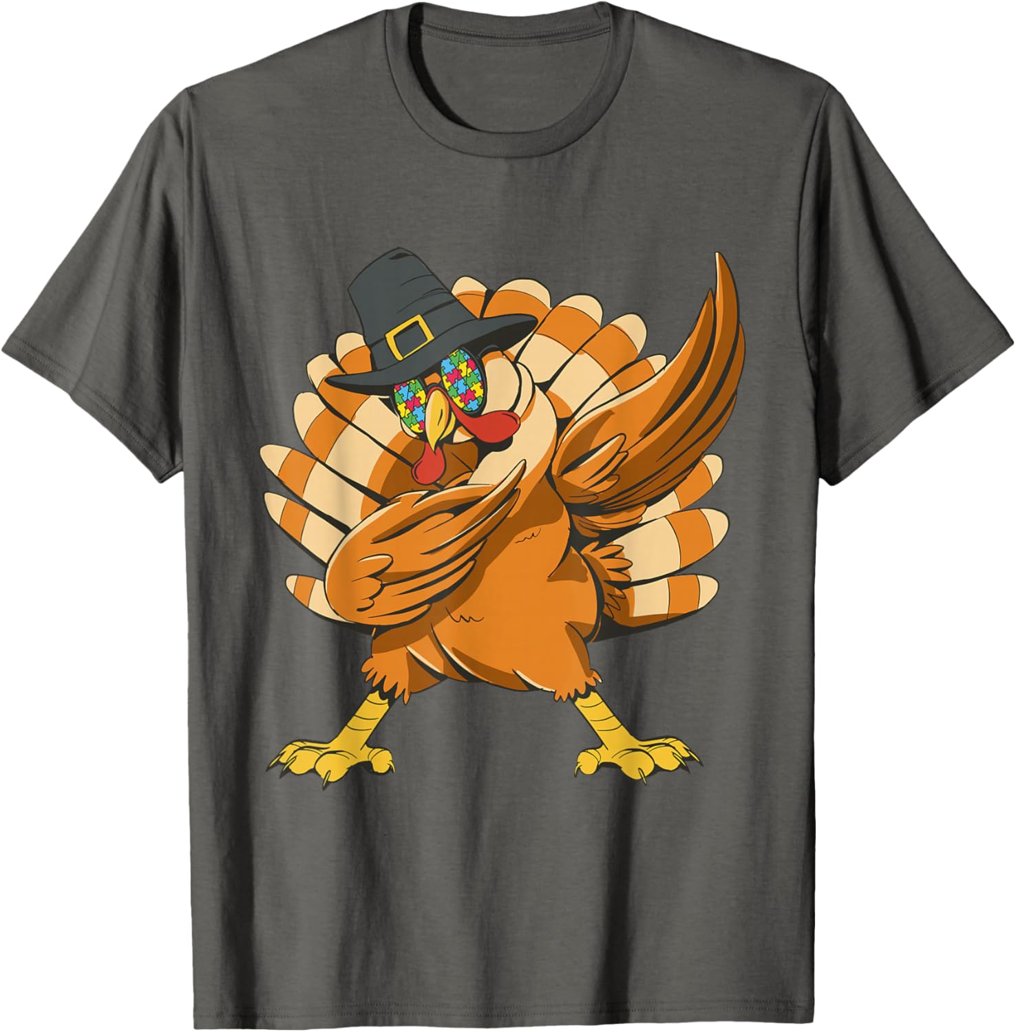 Autism Awareness Thanksgiving 2022 Dabbing Turkey T-Shirt