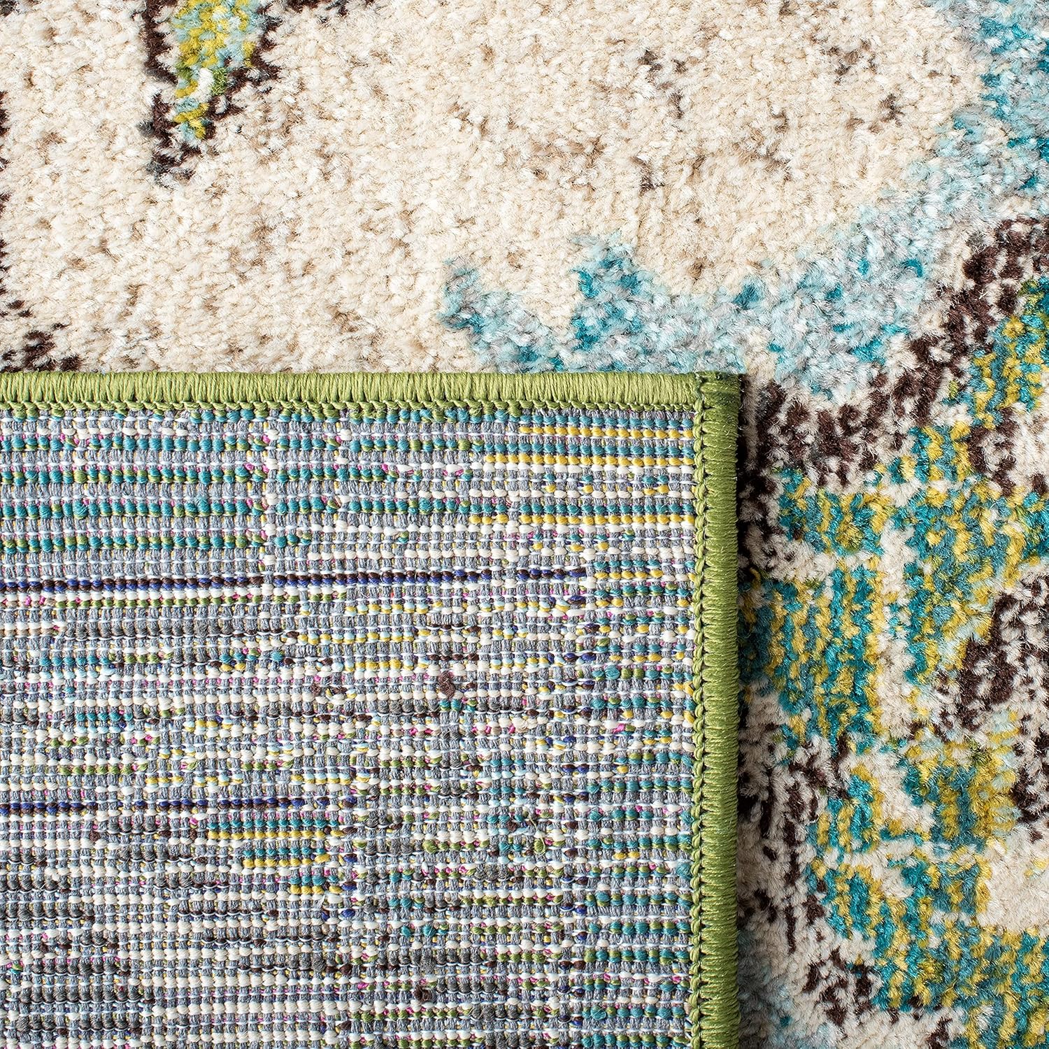 SAFAVIEH Madison Collection Accent Rug - 2'2" x 4', Green & Light Blue, Medallion Distressed Design, Non-Shedding & Easy Care, Ideal for High Traffic Areas in Entryway, Living Room, Bedroom (MAD484Y)