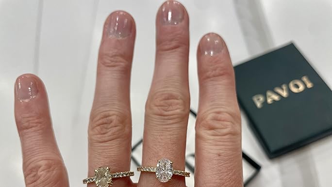 PAVOI Rhodium Plated 3 CT Cushion Cut Engagement Ring for
