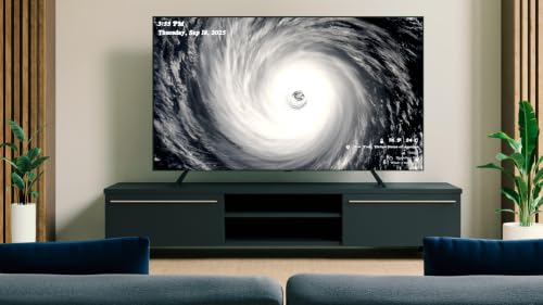 Puissante tornade TV avec sons d'orage - Ambiance sommeil avec horloge et prévisions en direct – vue 4