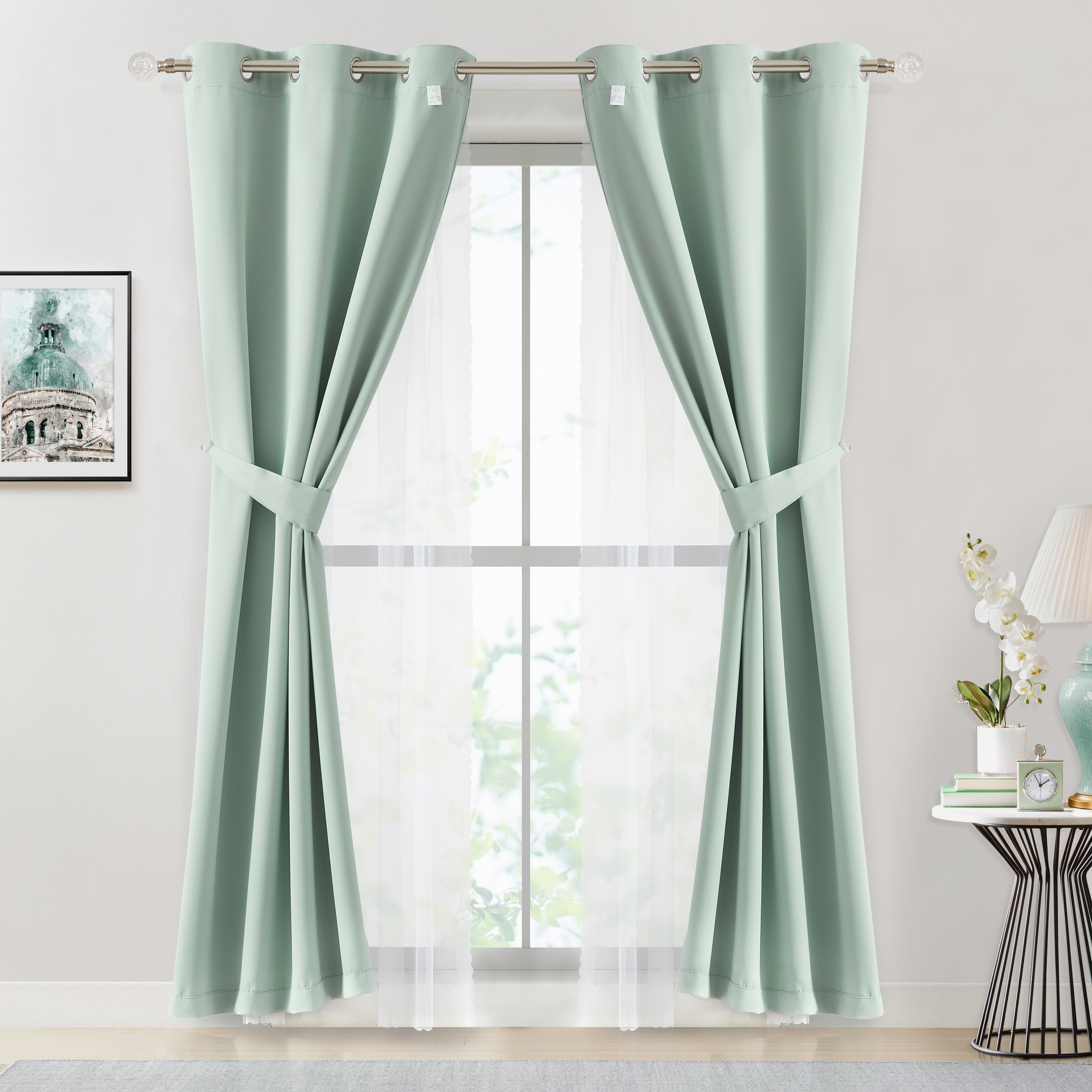 Bagaille CURTAIN ★ GREEN Amazon.com: Kotile Light Sage Green Sheer Valance Curtain