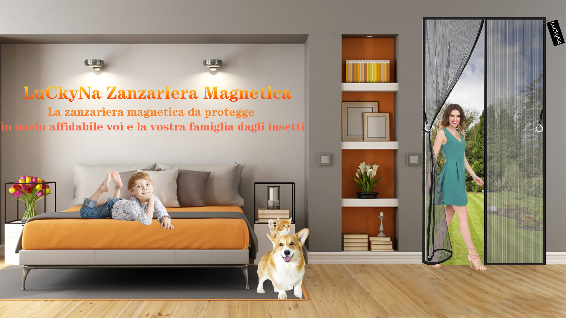 Zanzariera Magnetica Per Porte 110x210 Cm - Apertura Laterale, Rete Microforata, Con Nastro Adesivo 3M - Foto 9