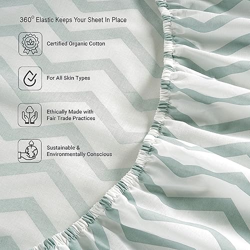 Miniatura 5 de LANE LINEN - Sábana bajera individual 100% algodón orgánico y 1 funda de almohada, tejido de percal ligero, suave, transpirable, apta para colchón