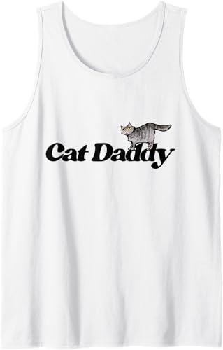 Cat Daddy Funny Cat Dad Camiseta sin mangas, Blanco, S