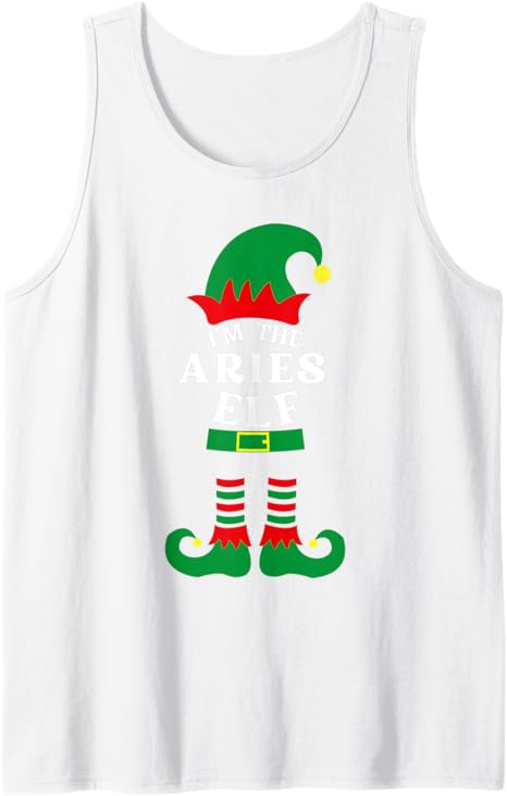 Aries Elf Christmas Family Horoscope Shirt Astrology Sign Tank Top