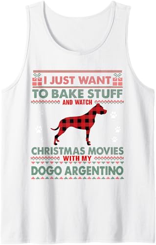 Miniatura 4 de Christmas Movies Dogo Argentino Dog Ugly Christmas Sweater Tank Top