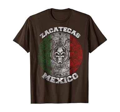 Amazon Com Zacatecas Aztec Calendar Mayan Skull Mexico Pride Symbol T Shirt Clothing
