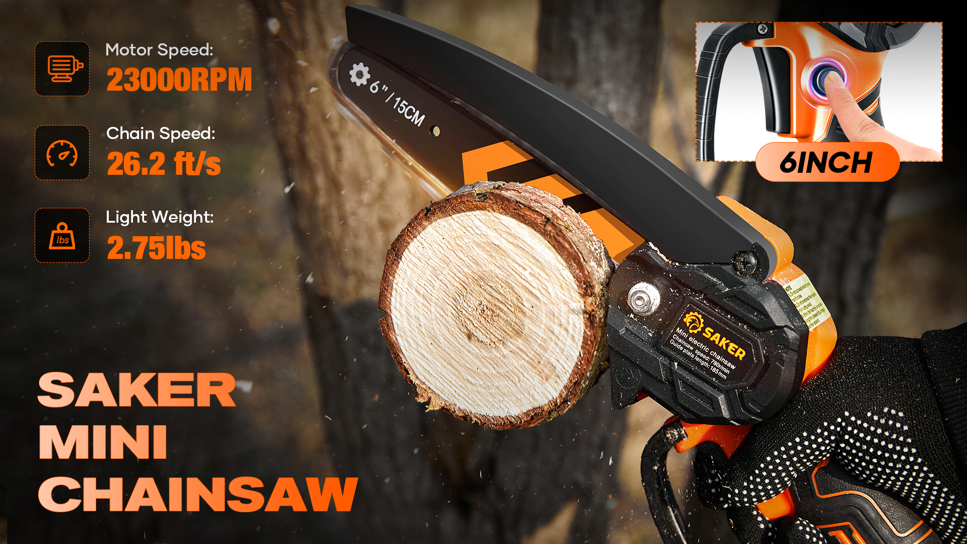 Amazon.com : Saker Mini Chainsaw,6 Inch Portable Electric Chainsaw