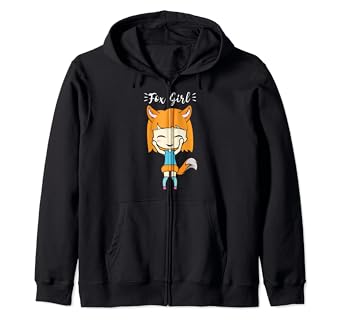 Amazon Com Kawaii Cute Fox Girl Anime Chibi Art Zip Hoodie Clothing