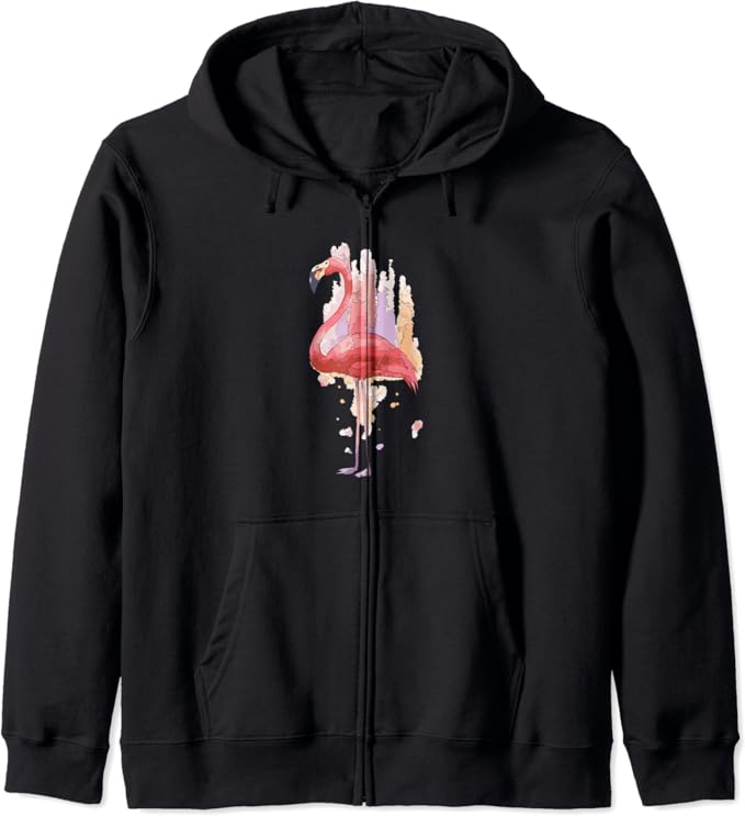 Flamingo Watercolor Zip Hoodie: Amazon.co.uk: Clothing