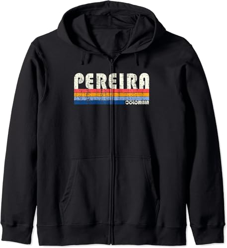 Retro Vintage 70s 80s Style Pereira, Colombia Zip Hoodie