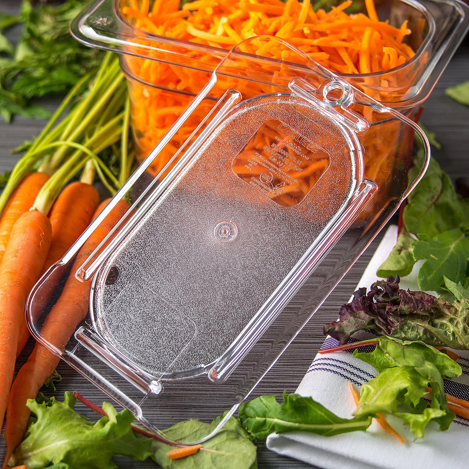 Carlisle FoodService Products StorPlus Flat Lid, Cover for 1/9 Size Food Pans, Unnotched, 6.88" x 4.31", 1 Count, Clear