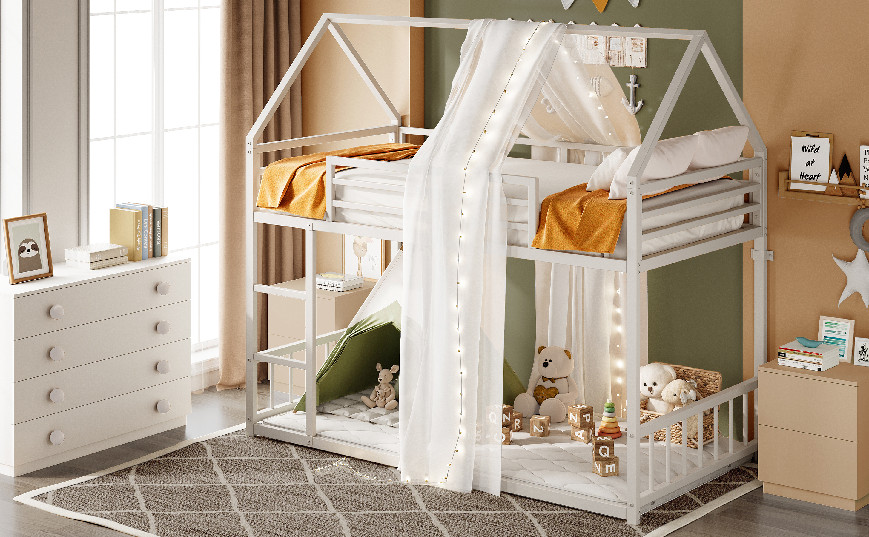 Amazon.com: LIKIMIO Bunk Bed Twin XL Over Twin XL, Metal Bunk Bed