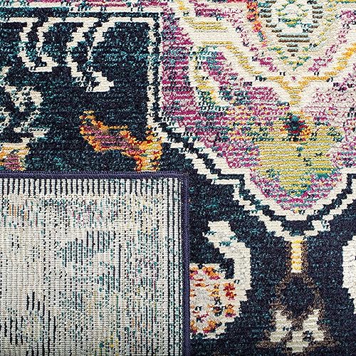 Miniatura 9 de SAFAVIEH Crystal Collection CRS501H - Alfombra de 8 pies x 10 pies, color azul marino y fucsia, de estilo bohemio, envejecido y elegante, no