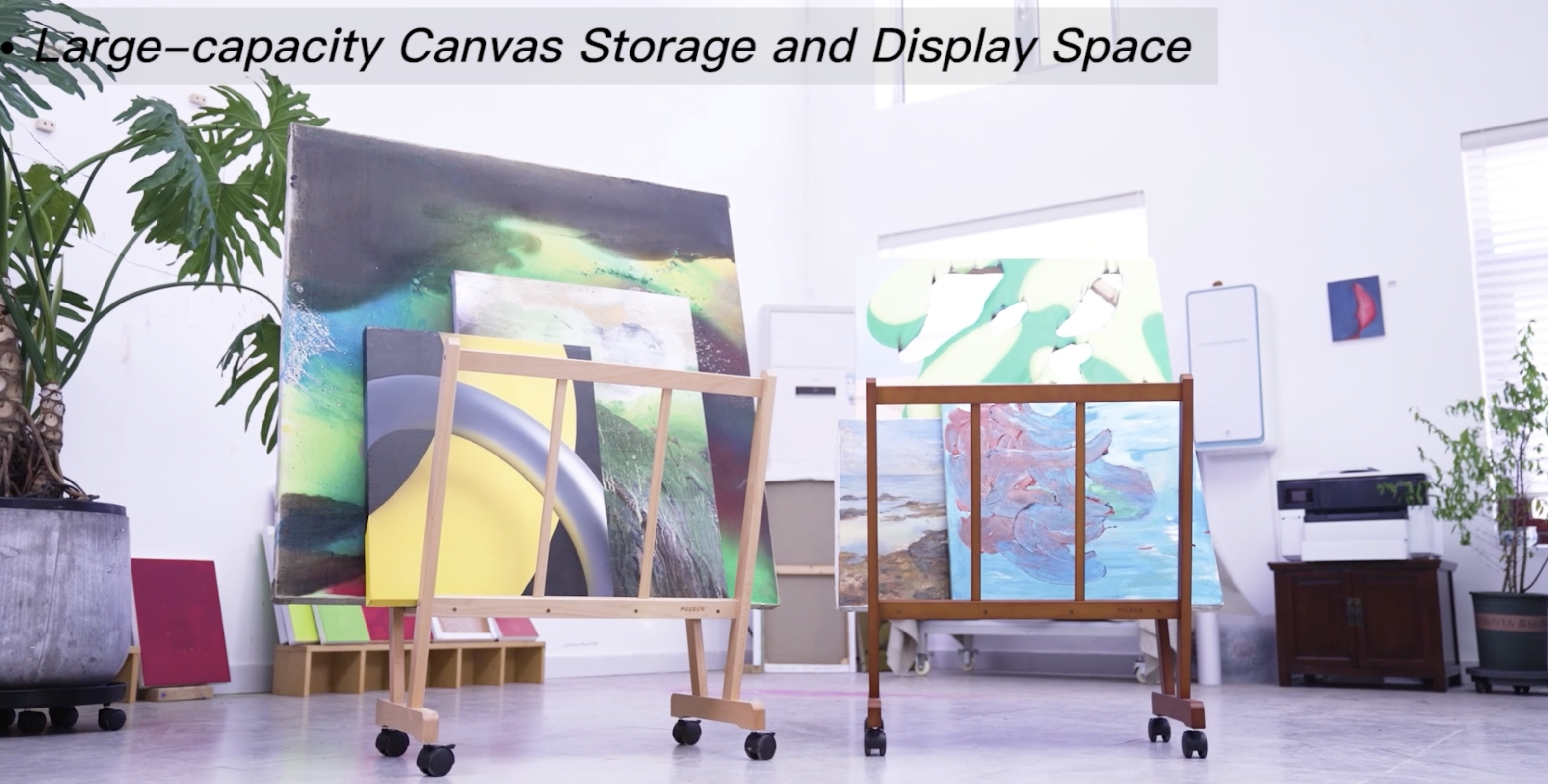 Art Canvas Storage GENMOUS Wood Large Print Rack With Castors - Artist ...
