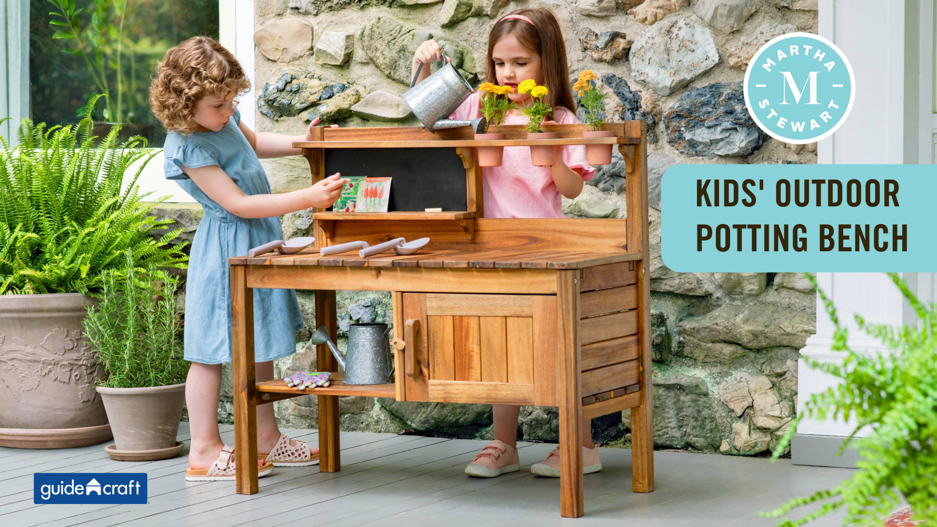 Amazon.com: Martha Stewart Kids' Outdoor Potting Bench: Wooden Mud