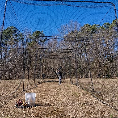 Miniatura 2 de ANYTHING SPORTS Jaula de bateo completa de 40 y 60 pies. Jaula de bateo de béisbol, jaula de bateo de softbol, paquete completo con marco y red