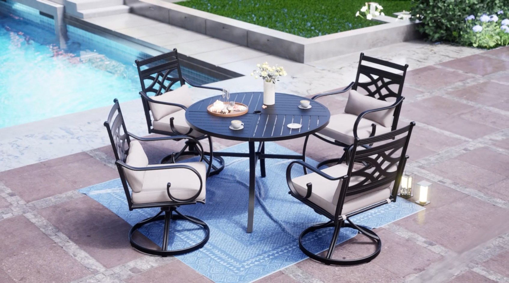 MFSTUDIO Round Outdoor Dining Set on Amazon Live