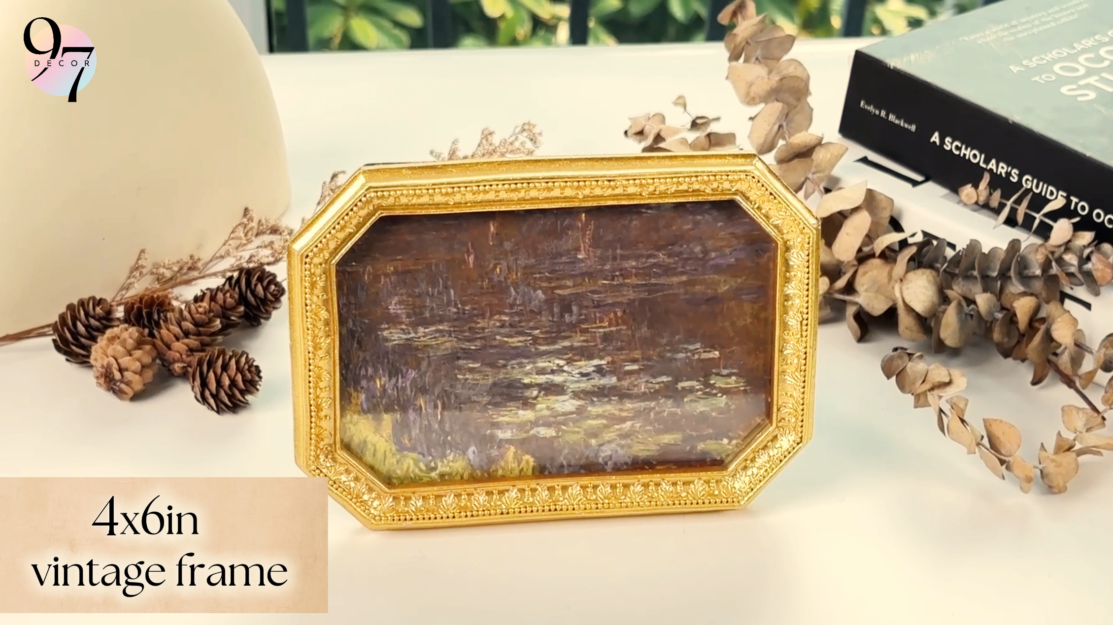 ヴィンテージ鏡　木彫・金色額縁 Amazon.com - 97 Decor Vintage Picture Frame 4x6, Gold Ornate
