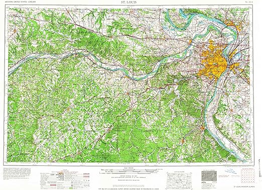St Louis Elevation Map Yellowmaps St Louis Mo Topo Map, 1:250000 Scale, 1 X 2 Degree, Historical,  1966, Updated 1966, 22 X 30.2 In - Polypropylene : Sports & Outdoors -  Amazon.com