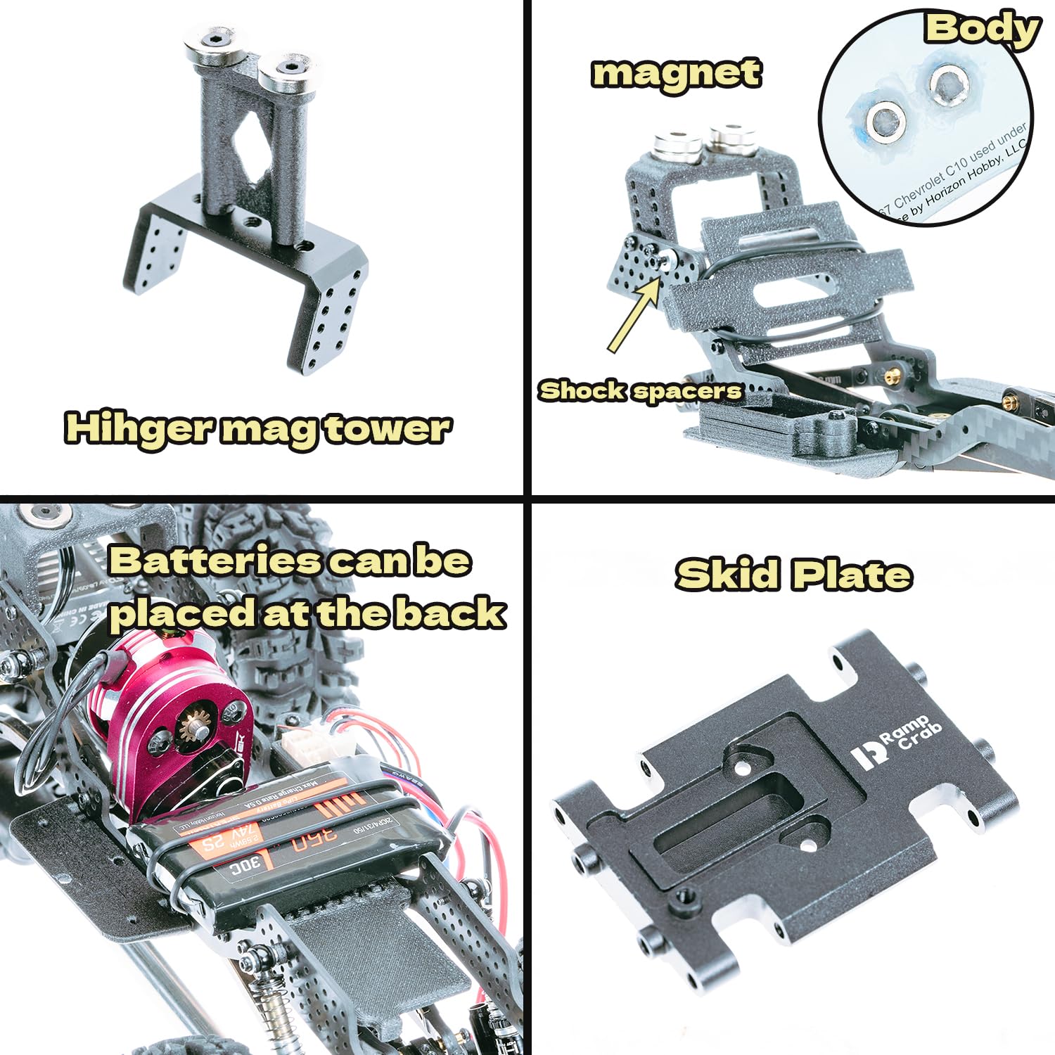 Schwarz) RC Metalllegierung Chassis Lift Plate Set Kit Für Axial SCX10 1/10 BK