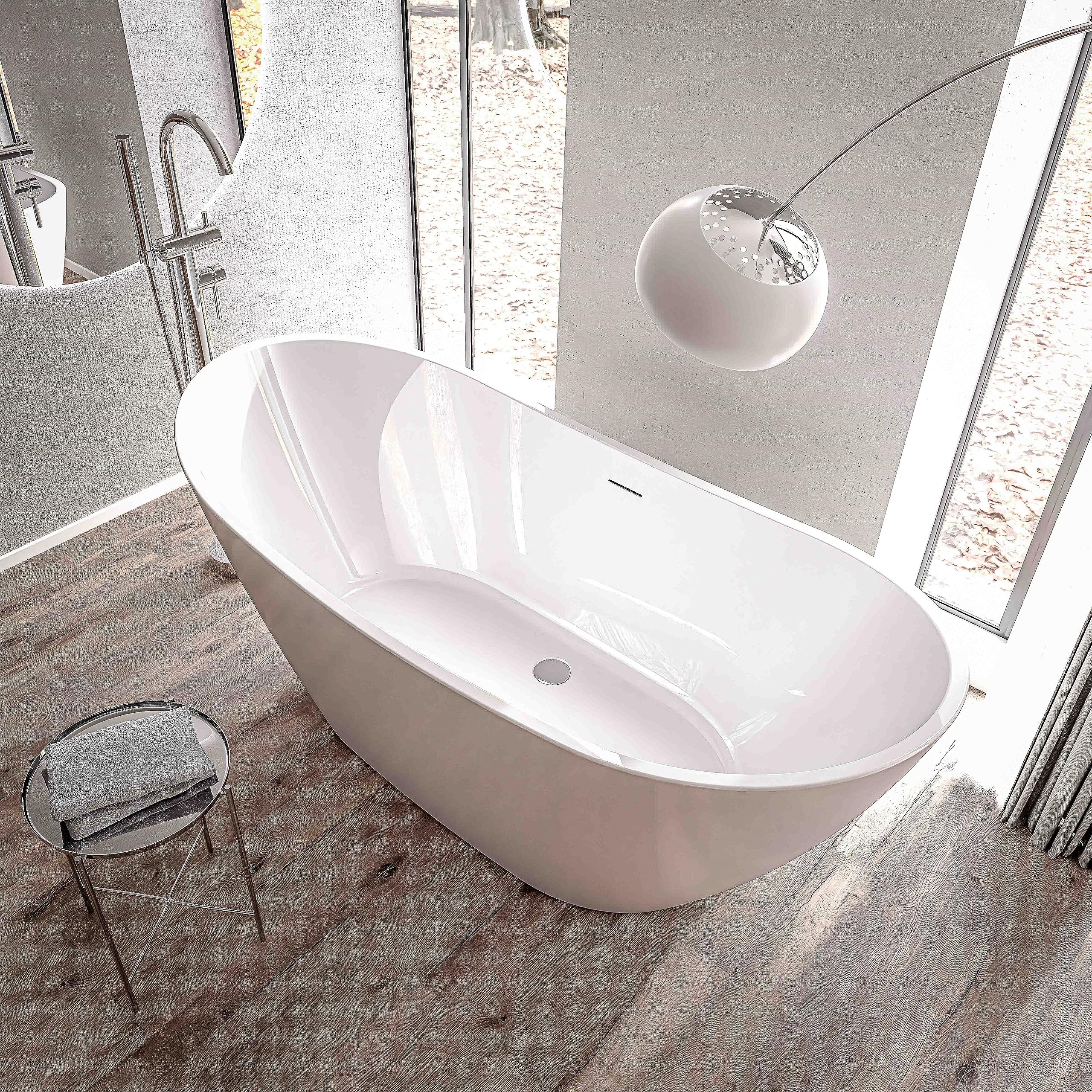 BERNSTEIN - Baignoire îlot ovale Blanc brillant Acrylique + Bonde et trop plein, 270L - 180x80x69cm (lxLxH) - BELLAGIO 2.0