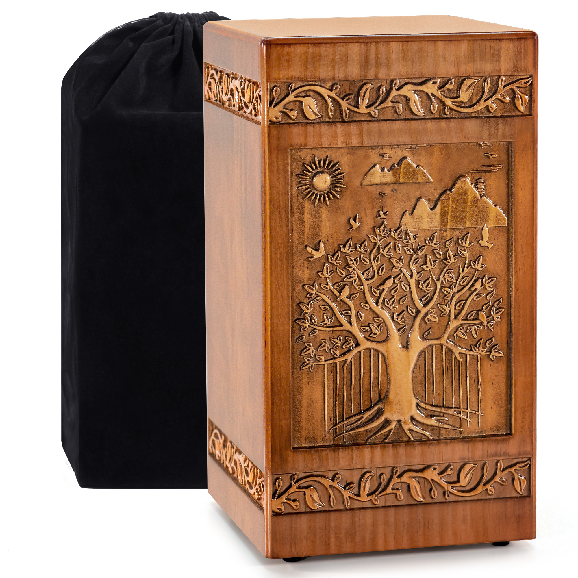 Merit Wooden Craft Hand-Crafted Adult Cremation Urn - Rosewood Hummingbird Design, 250 Cu/In Capacity - View #5